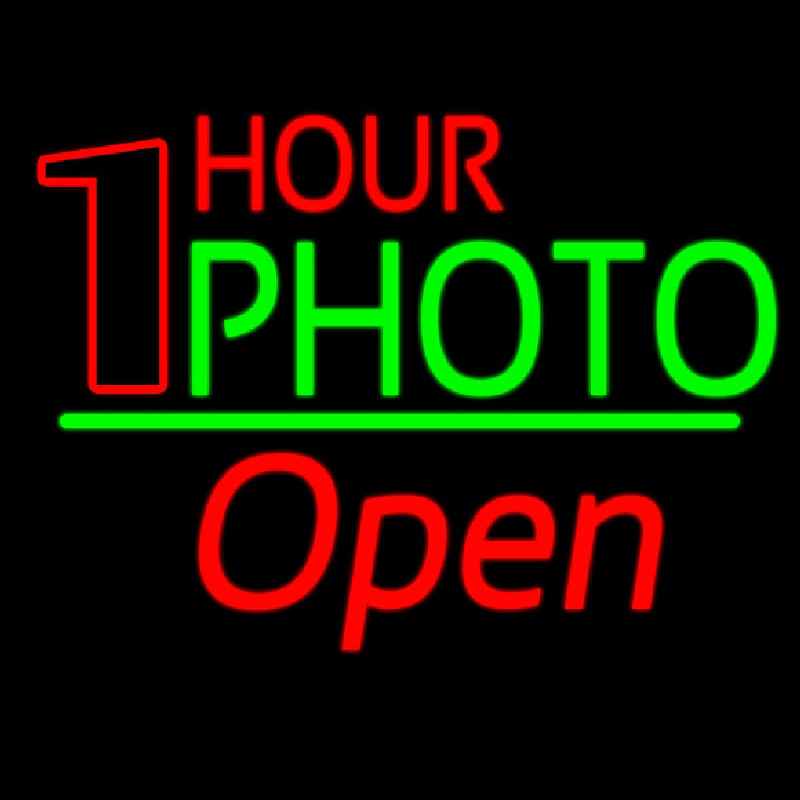 One Hour Photo Open 2 Enseigne Néon