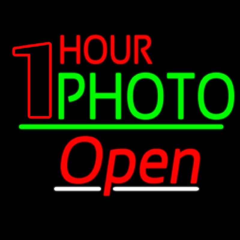 One Hour Photo Open 3 Enseigne Néon