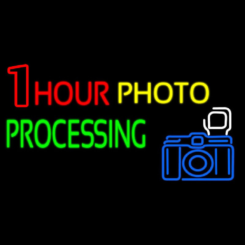 One Hour Photo Processing Enseigne Néon