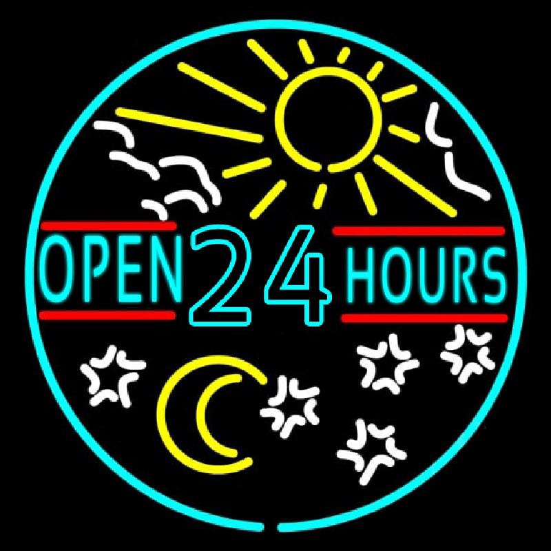 Open 24 Hours Enseigne Néon