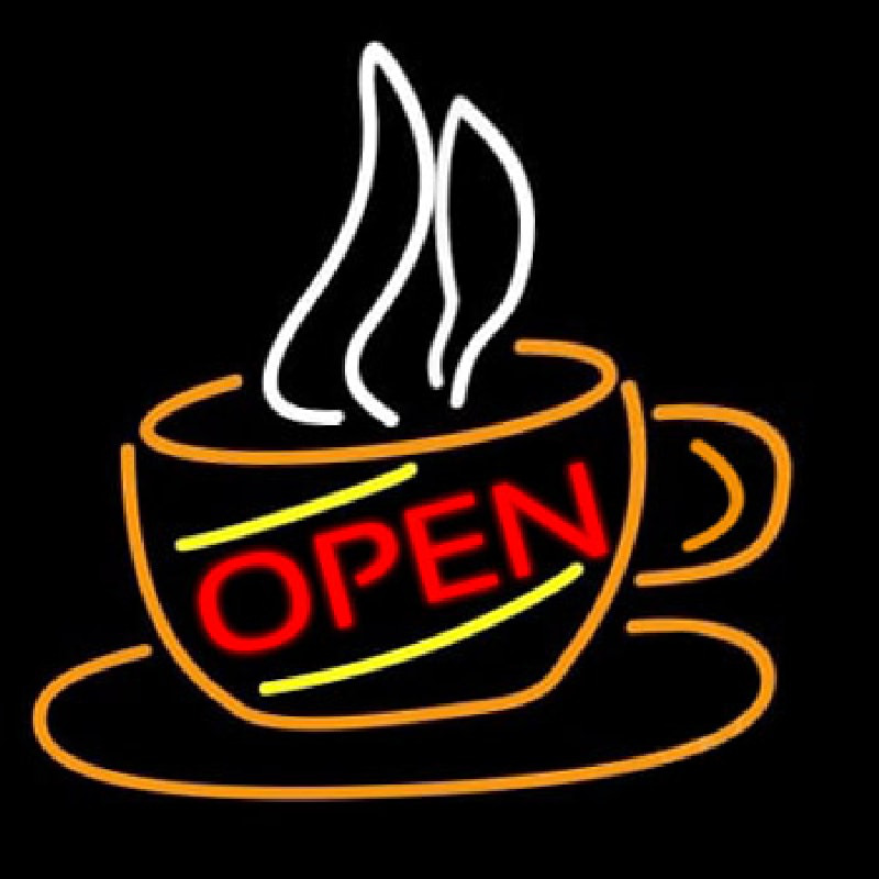 Open Coffee Cup Enseigne Néon