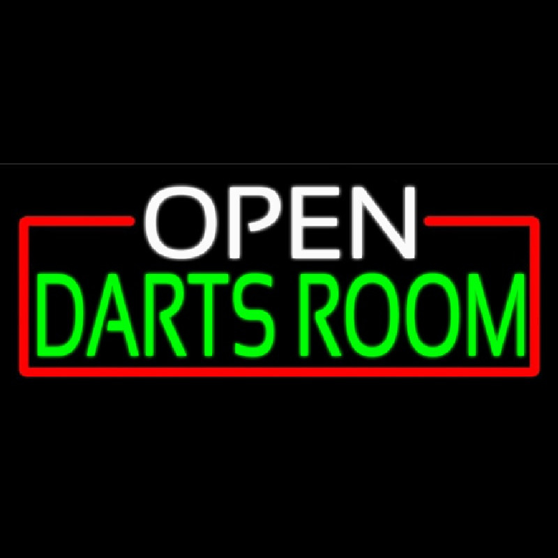 Open Darts Room With Red Border Enseigne Néon