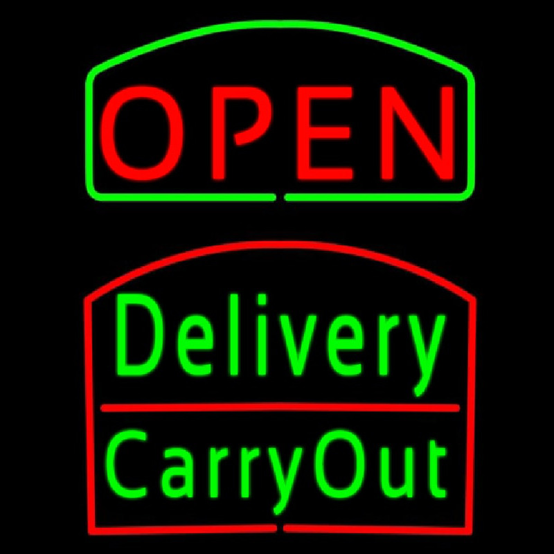 Open Delivery Carry Out Enseigne Néon