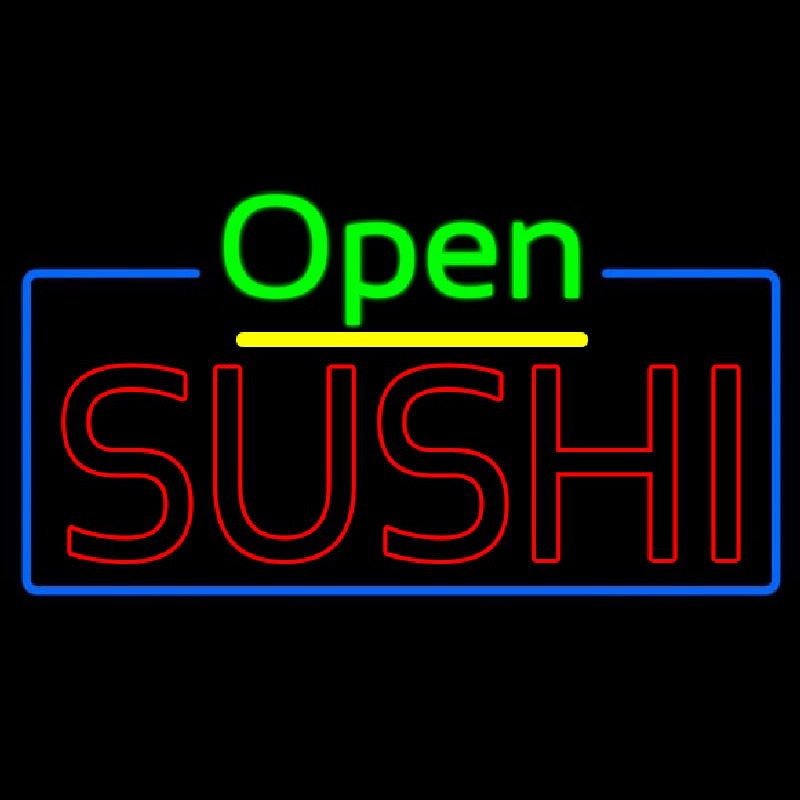 Open Double Stroke Green Sushi Enseigne Néon