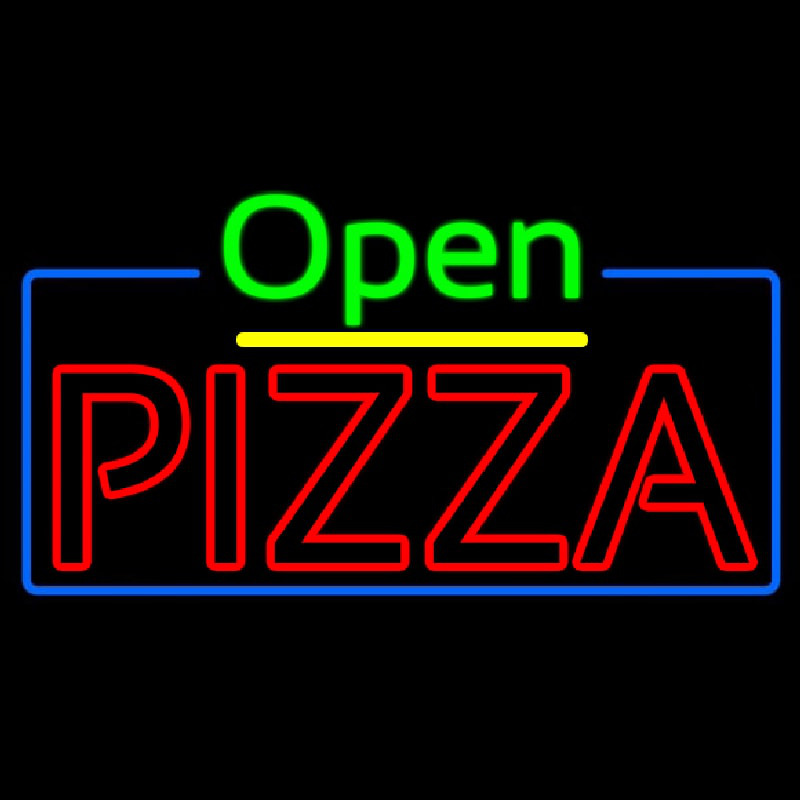 Open Double Stroke Pizza With Blue Border Enseigne Néon