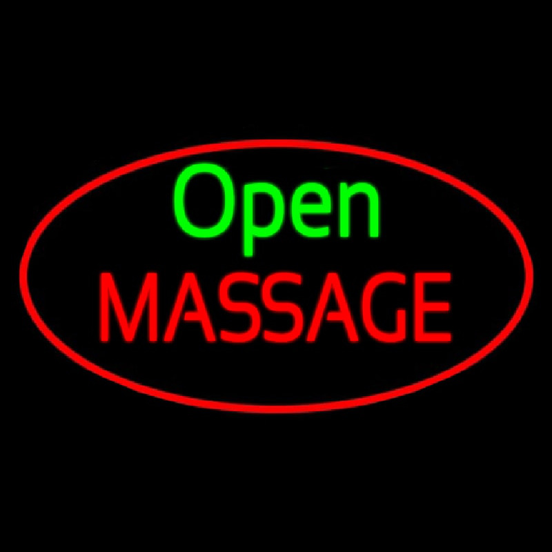 Open Massage Oval Red Enseigne Néon