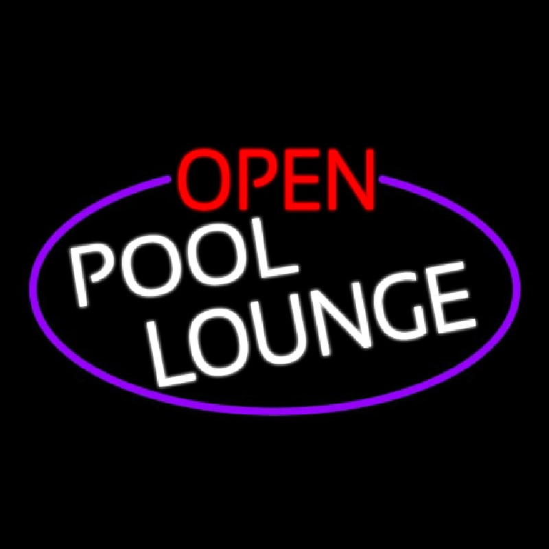 Open Pool Lounge Oval With Purple Border Enseigne Néon