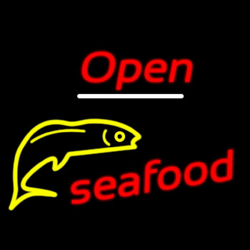 Open Seafood Logo Enseigne Néon