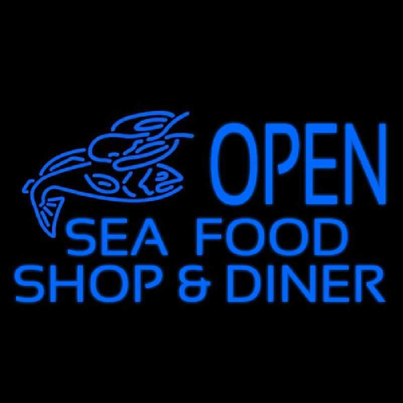 Open Seafood Shop And Diner Enseigne Néon