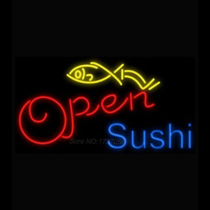 Open Sushi Fish Enseigne Néon