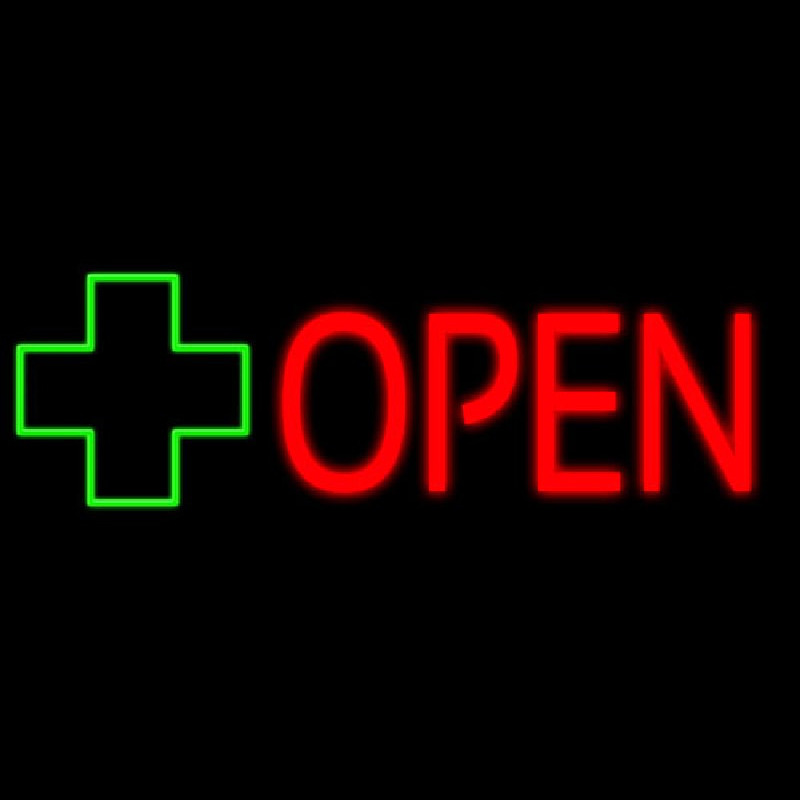 Open With Cross Logo Enseigne Néon