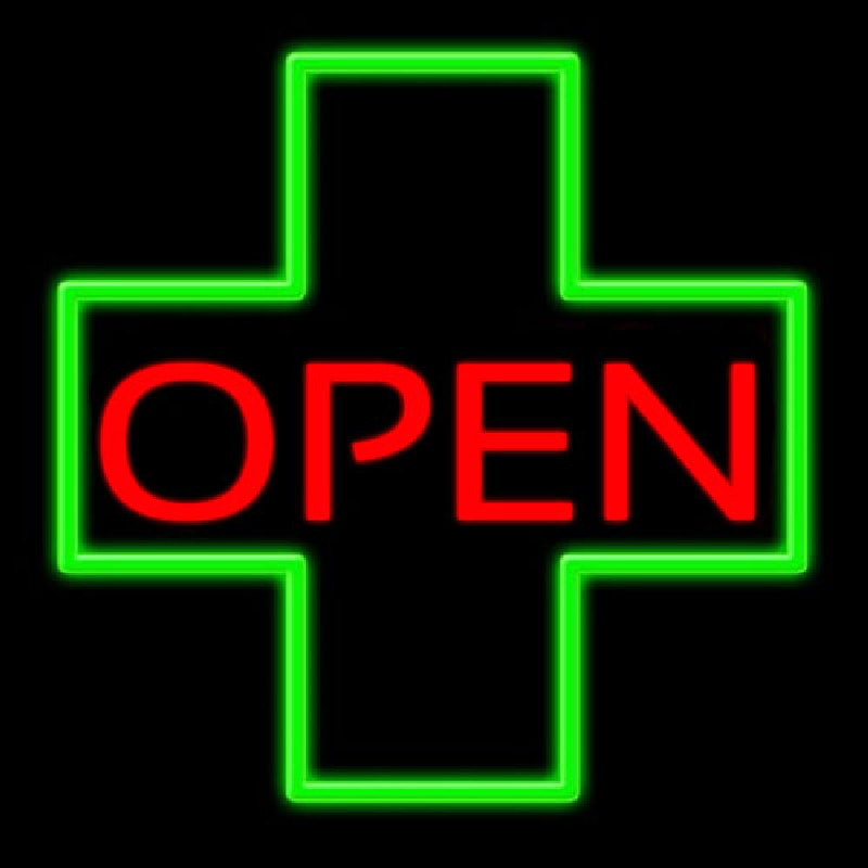 Open With Cross Logo Enseigne Néon