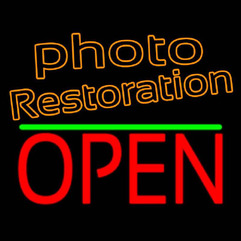 Orange Photo Restoration With Open 1 Enseigne Néon