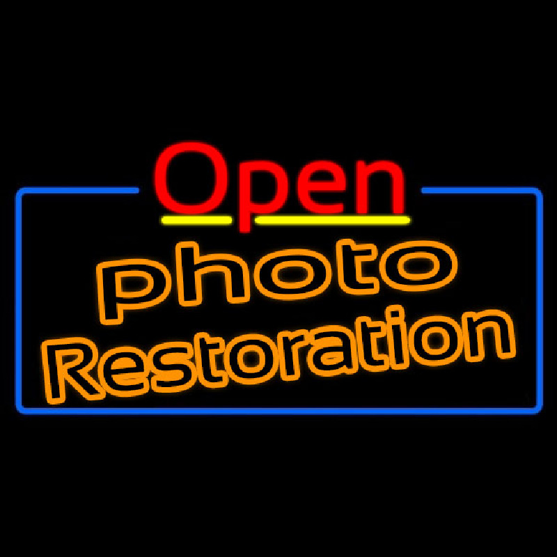 Orange Photo Restoration With Open 4 Enseigne Néon
