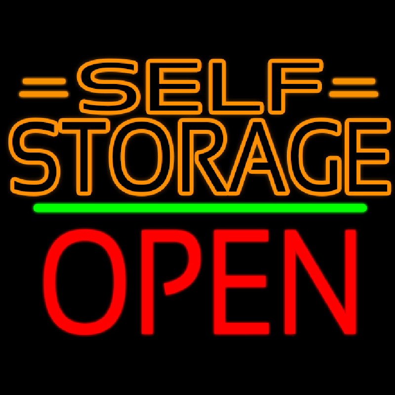 Orange Self Storage Block With Open 1 Enseigne Néon