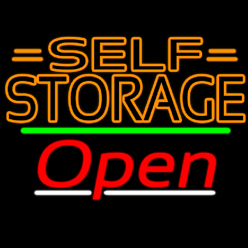 Orange Self Storage Block With Open 3 Enseigne Néon