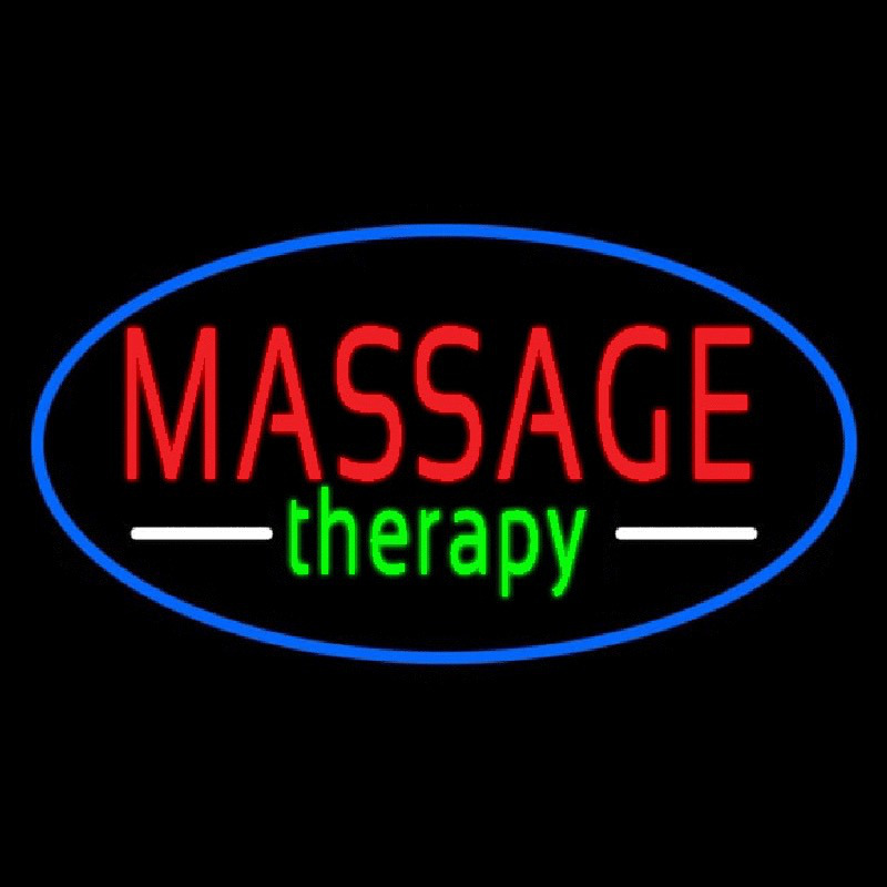 Oval Massage Therapy Blue Border Enseigne Néon