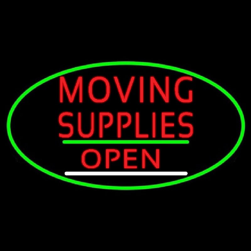 Oval Moving Supplies Open Green Line Enseigne Néon