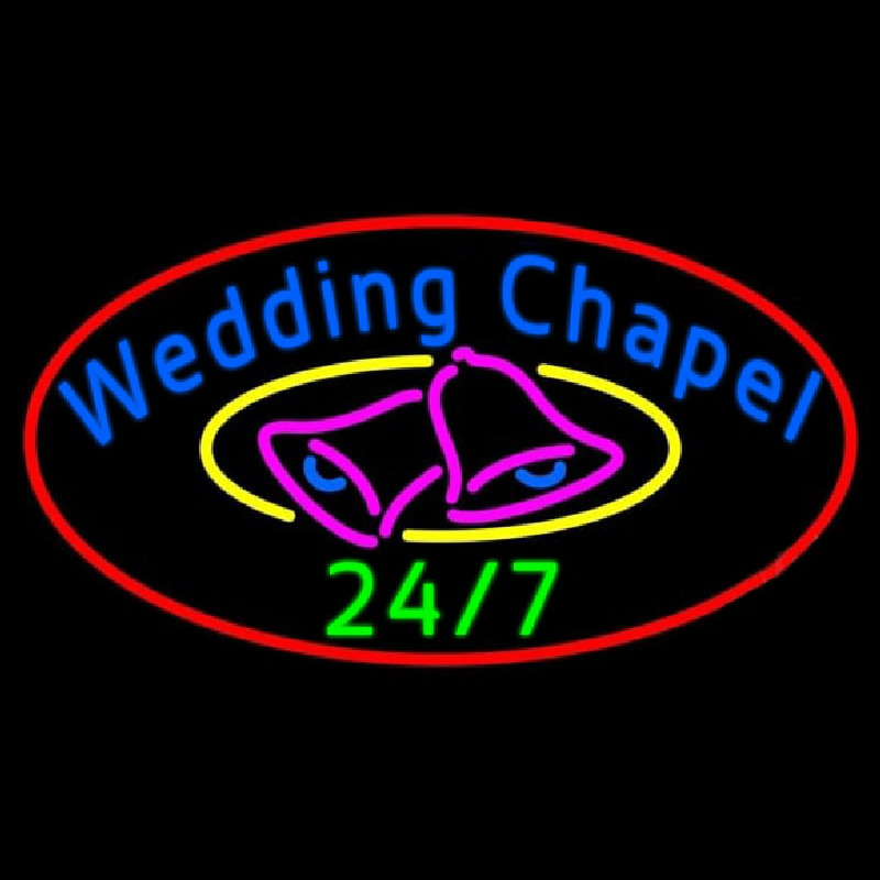 Oval Wedding Chapel With Bell Enseigne Néon