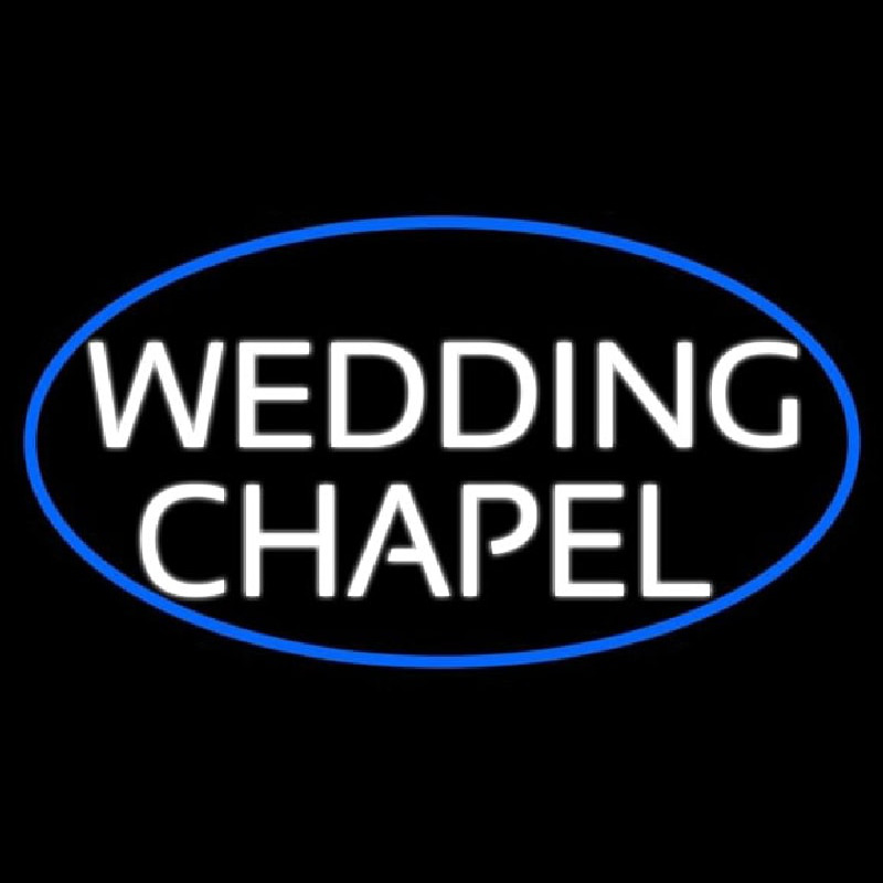 Oval White Wedding Chapel Enseigne Néon
