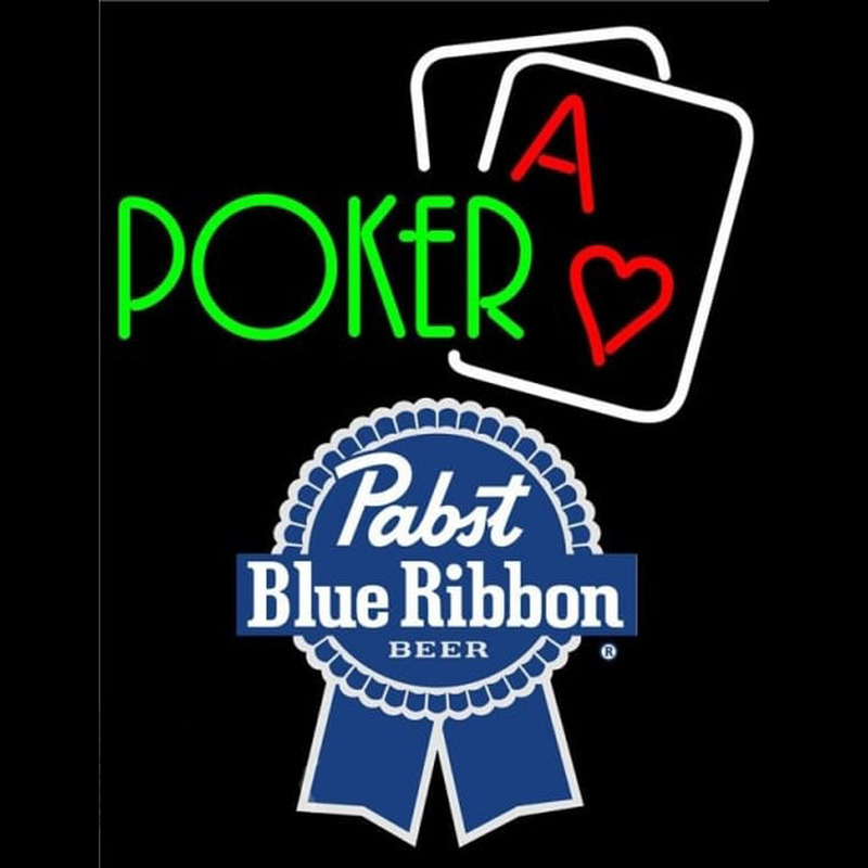 Pabst Blue Ribbon Green Poker Beer Sign Enseigne Néon