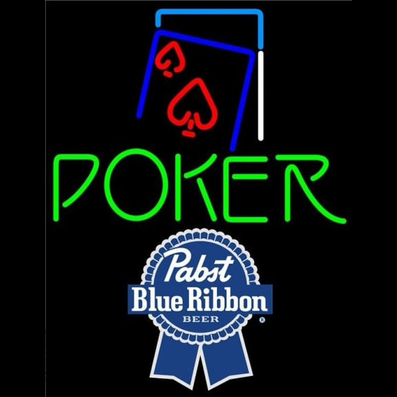 Pabst Blue Ribbon Green Poker Red Heart Beer Sign Enseigne Néon