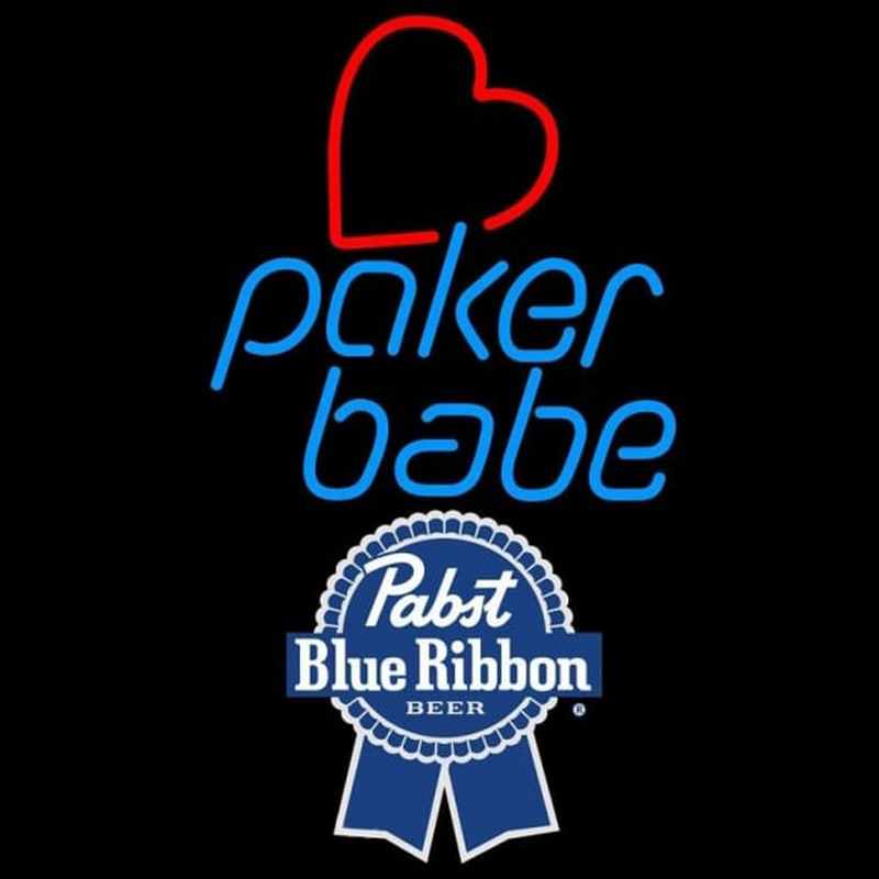 Pabst Blue Ribbon Poker Girl Heart Babe Beer Sign Enseigne Néon