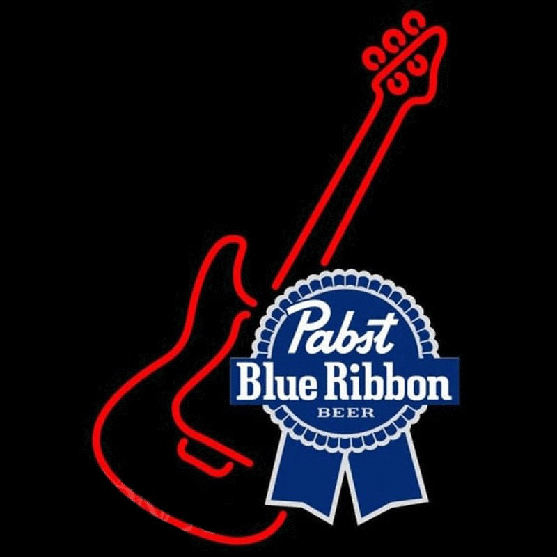 Pabst Blue Ribbon Red Guitar Beer Sign Enseigne Néon