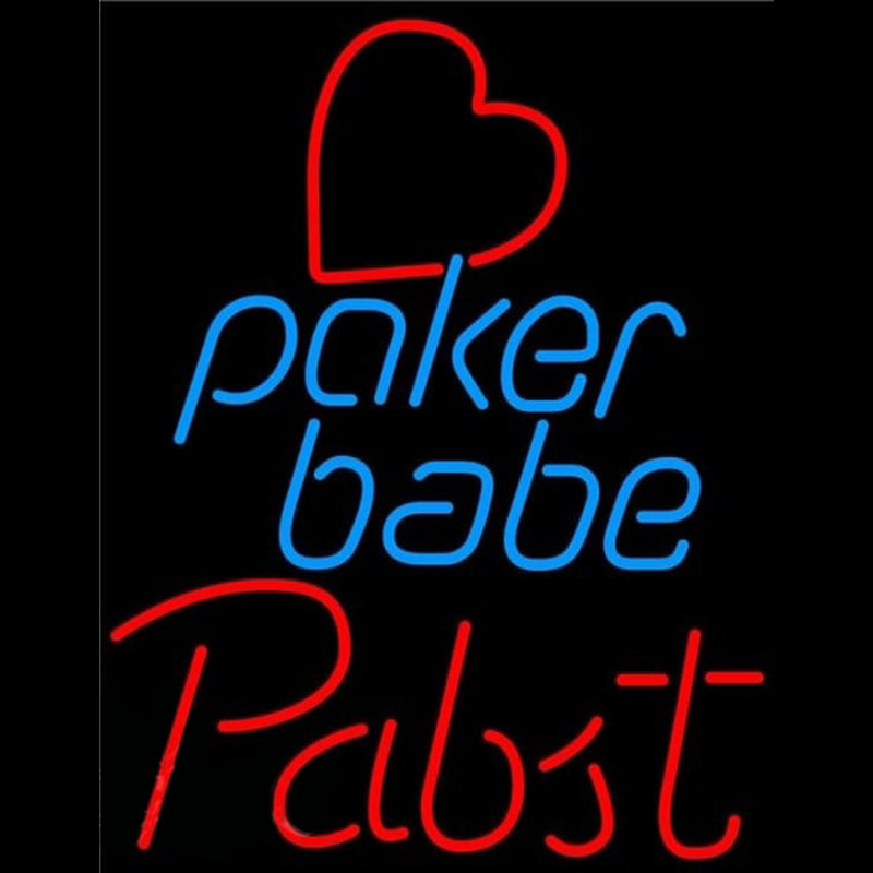 Pabst Poker Girl Heart Babe Beer Sign Enseigne Néon