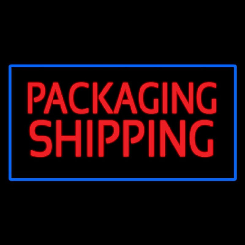 Packaging Shipping Blue Rectangle Enseigne Néon