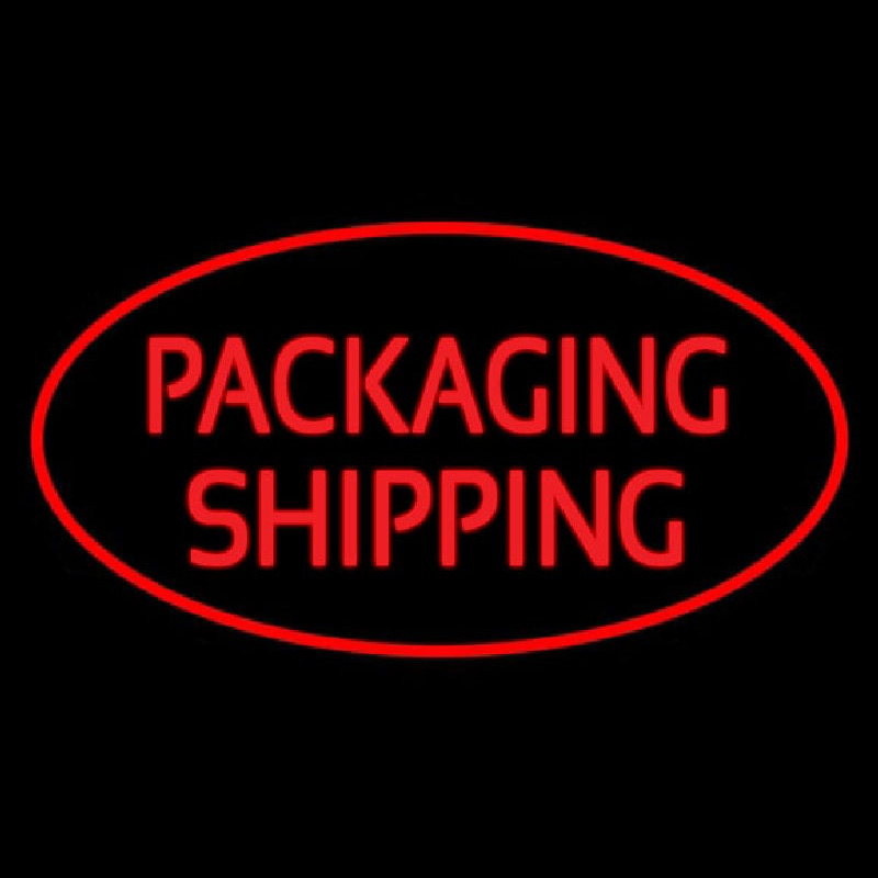 Packaging Shipping Oval Red Enseigne Néon