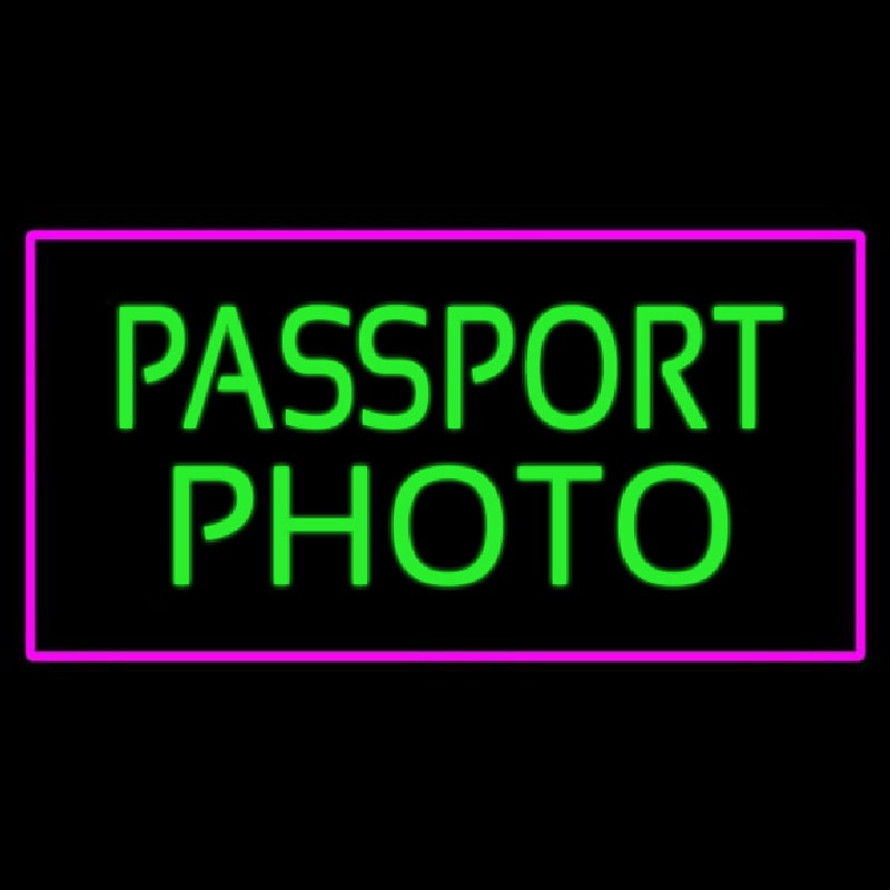 Passport Photo Purple Rectangle Enseigne Néon