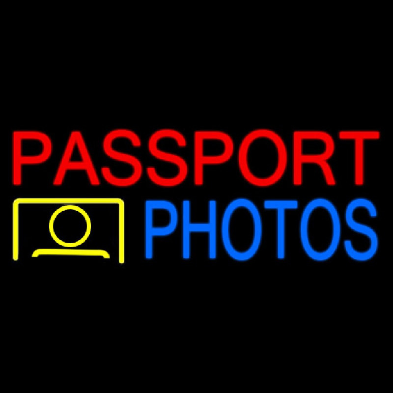 Passport Photos Block Logo Enseigne Néon