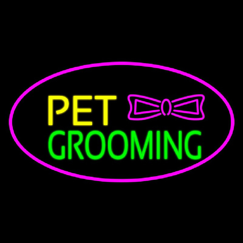 Pet Grooming Logo Oval Purple Enseigne Néon