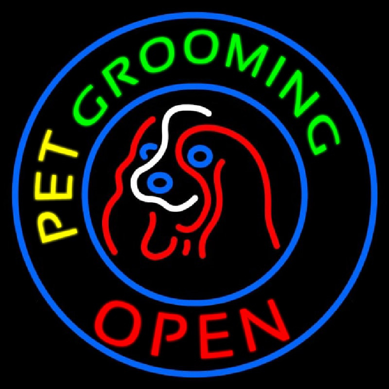 Pet Grooming Open Block Enseigne Néon