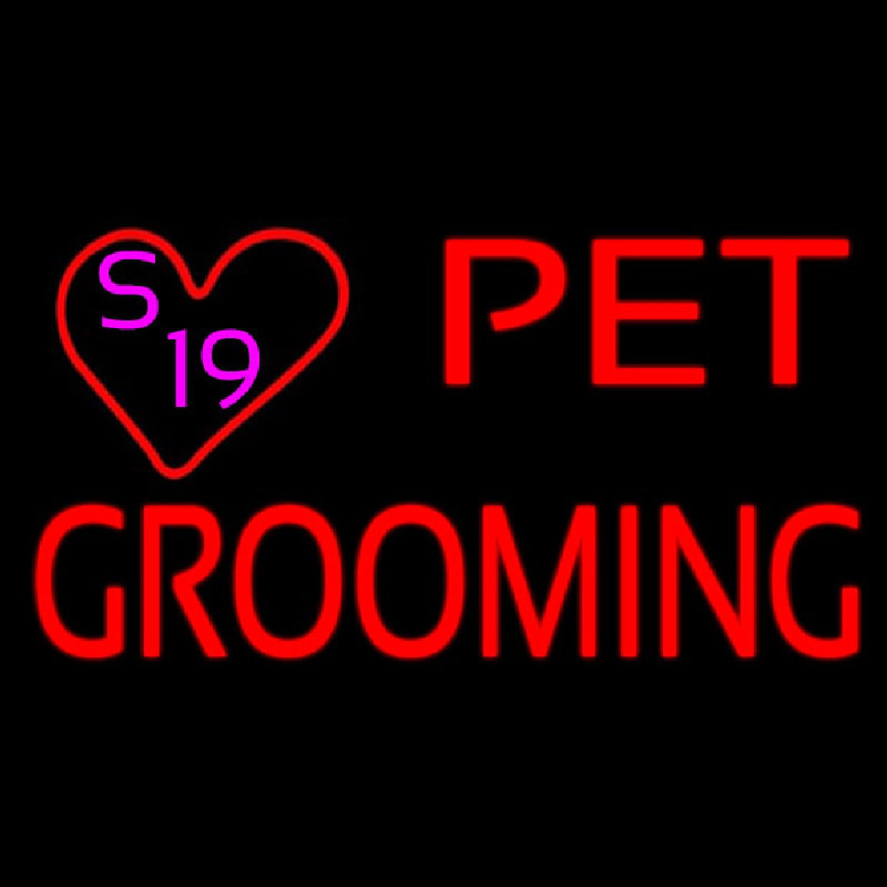 Pet Grooming With Heart Enseigne Néon