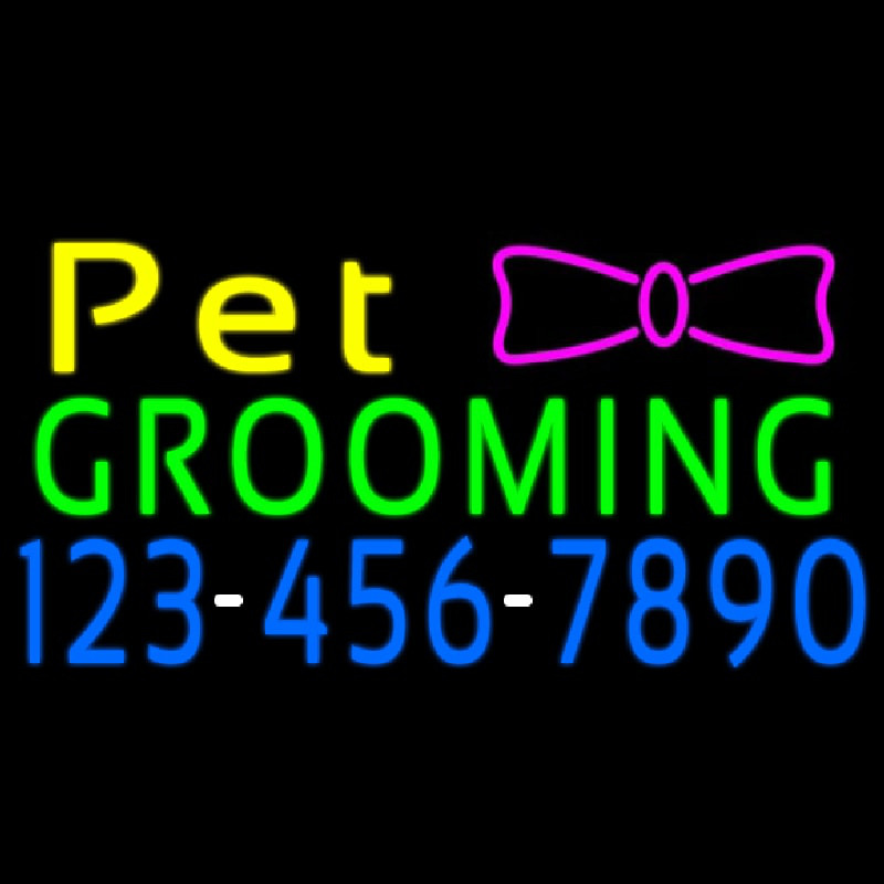 Pet Grooming With Phone Number Enseigne Néon