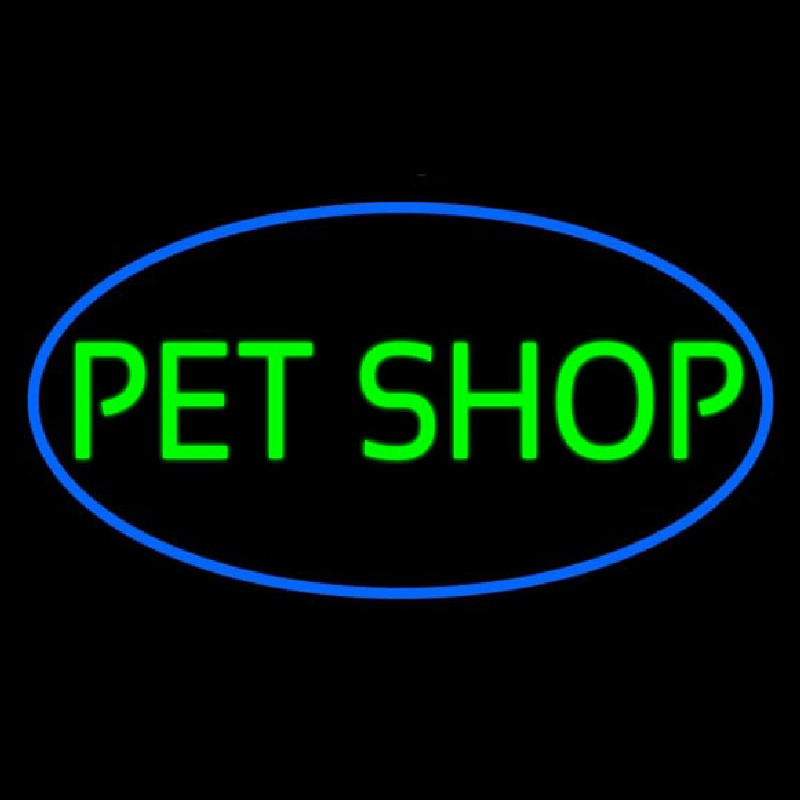 Pet Shop Oval Blue Enseigne Néon