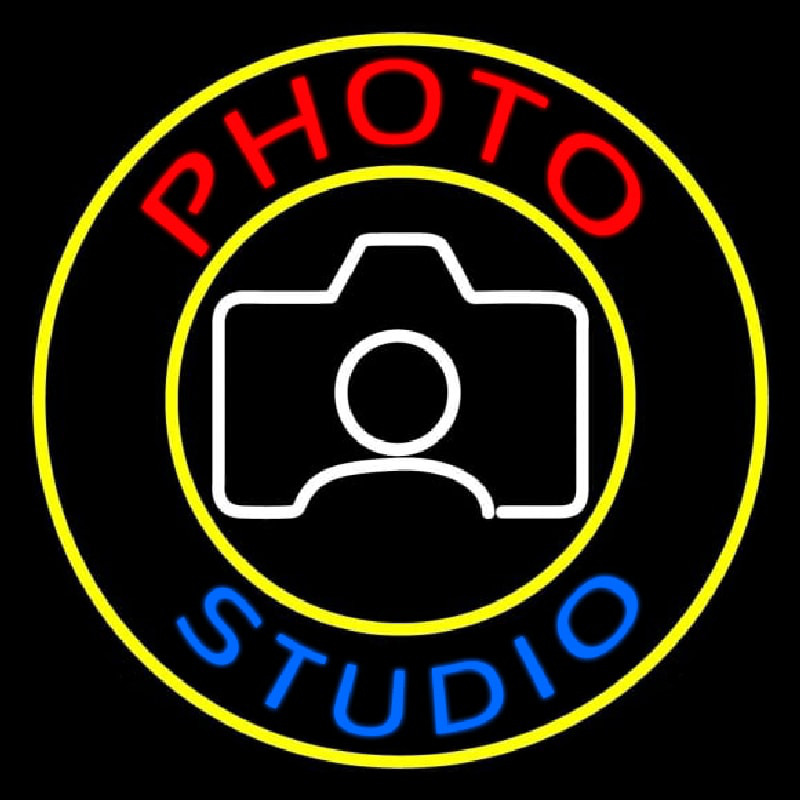 Photo Studio With Camera Logo Circle Enseigne Néon