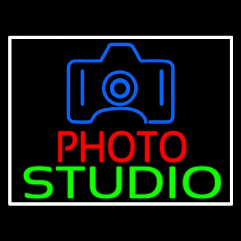 Photo Studio With Camera Logo Enseigne Néon