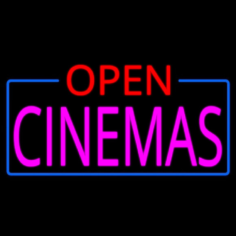 Pink Cinemas Open Enseigne Néon