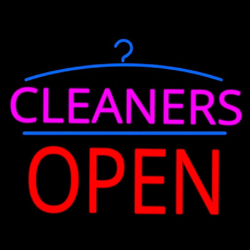 Pink Cleaners Block Red Open Logo Enseigne Néon