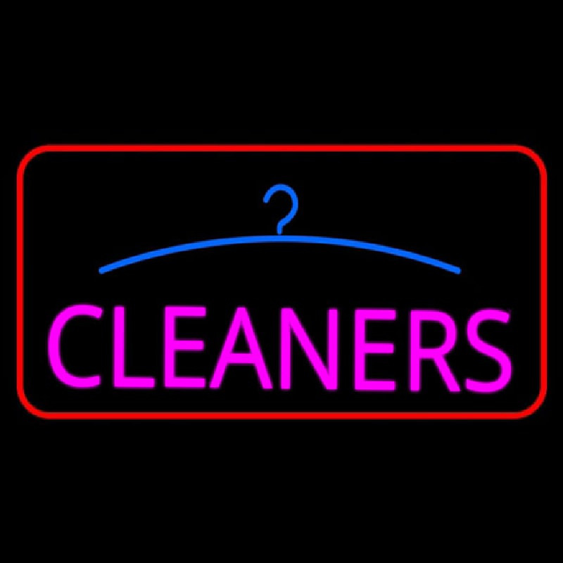 Pink Cleaners Logo Red Border Enseigne Néon