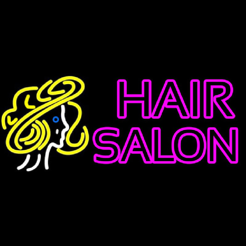 Pink Double Stroke Hair Salon With Girl Logo Enseigne Néon