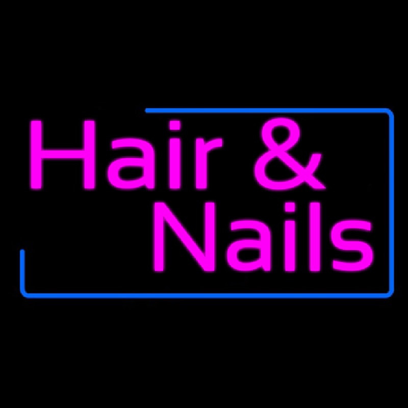 Pink Hair And Nails With Blue Border Enseigne Néon