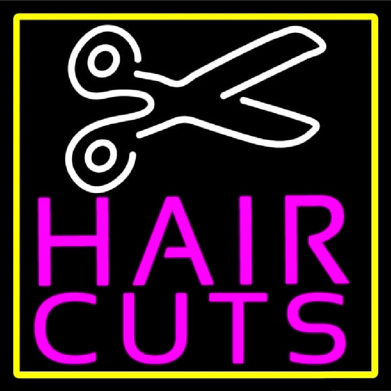 Pink Hair Cut With Scissor Enseigne Néon