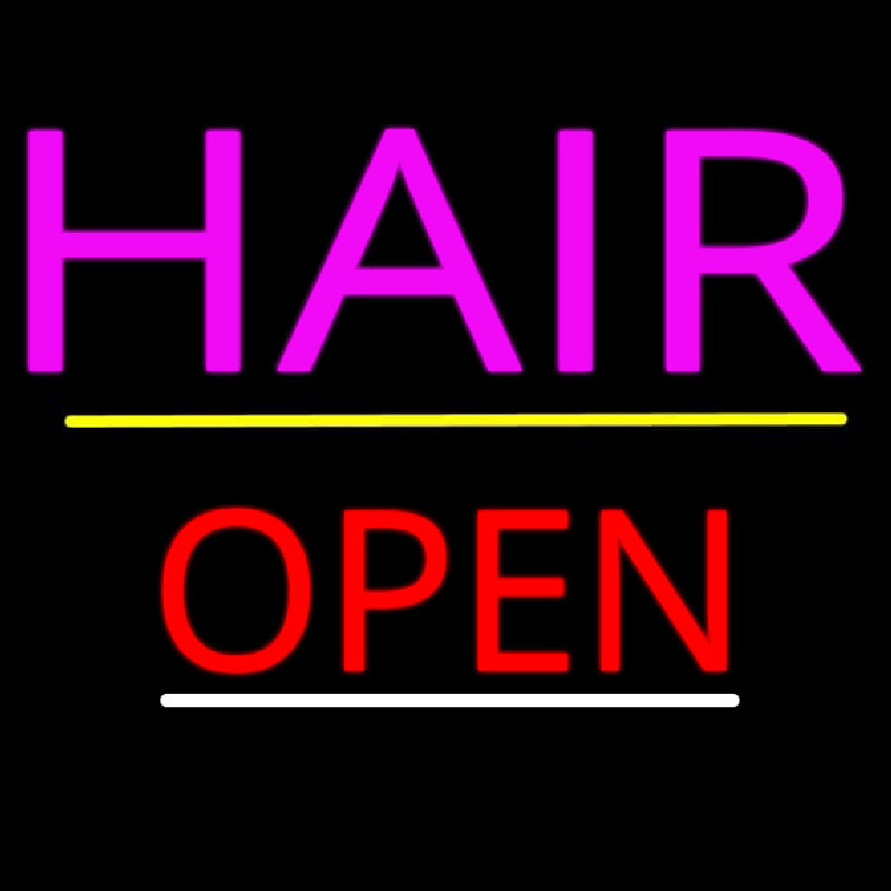 Pink Hair Open Yellow Line Enseigne Néon