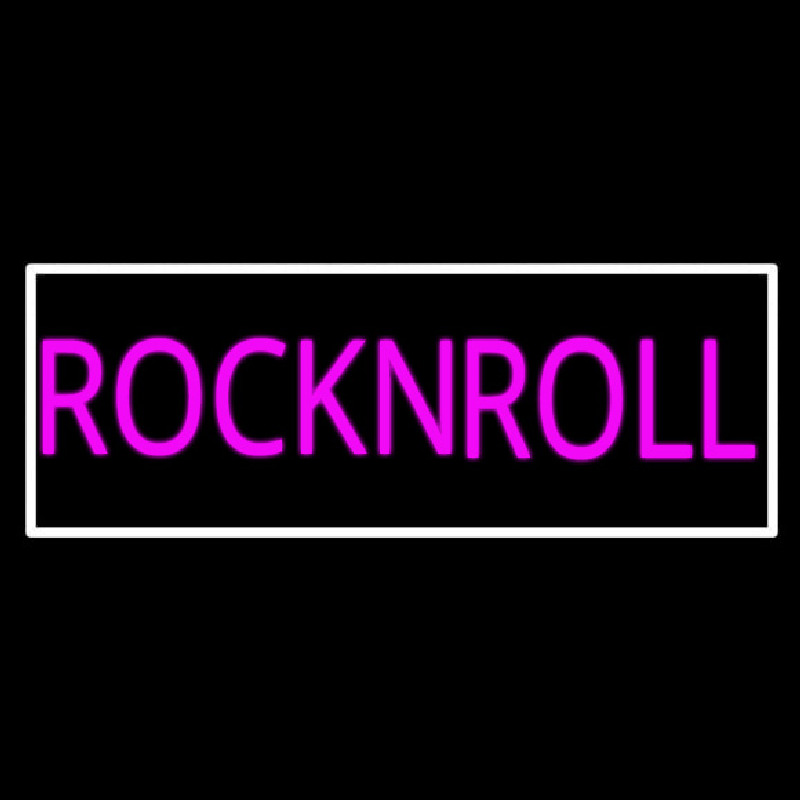 Pink Rock N Roll With White Border Enseigne Néon