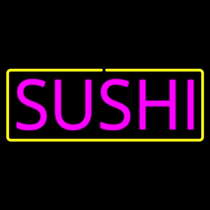 Pink Sushi With Yellow Border Enseigne Néon
