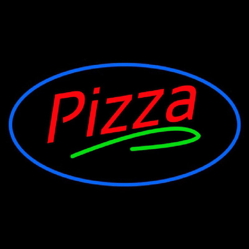 Pizza Oval Blue Border Enseigne Néon